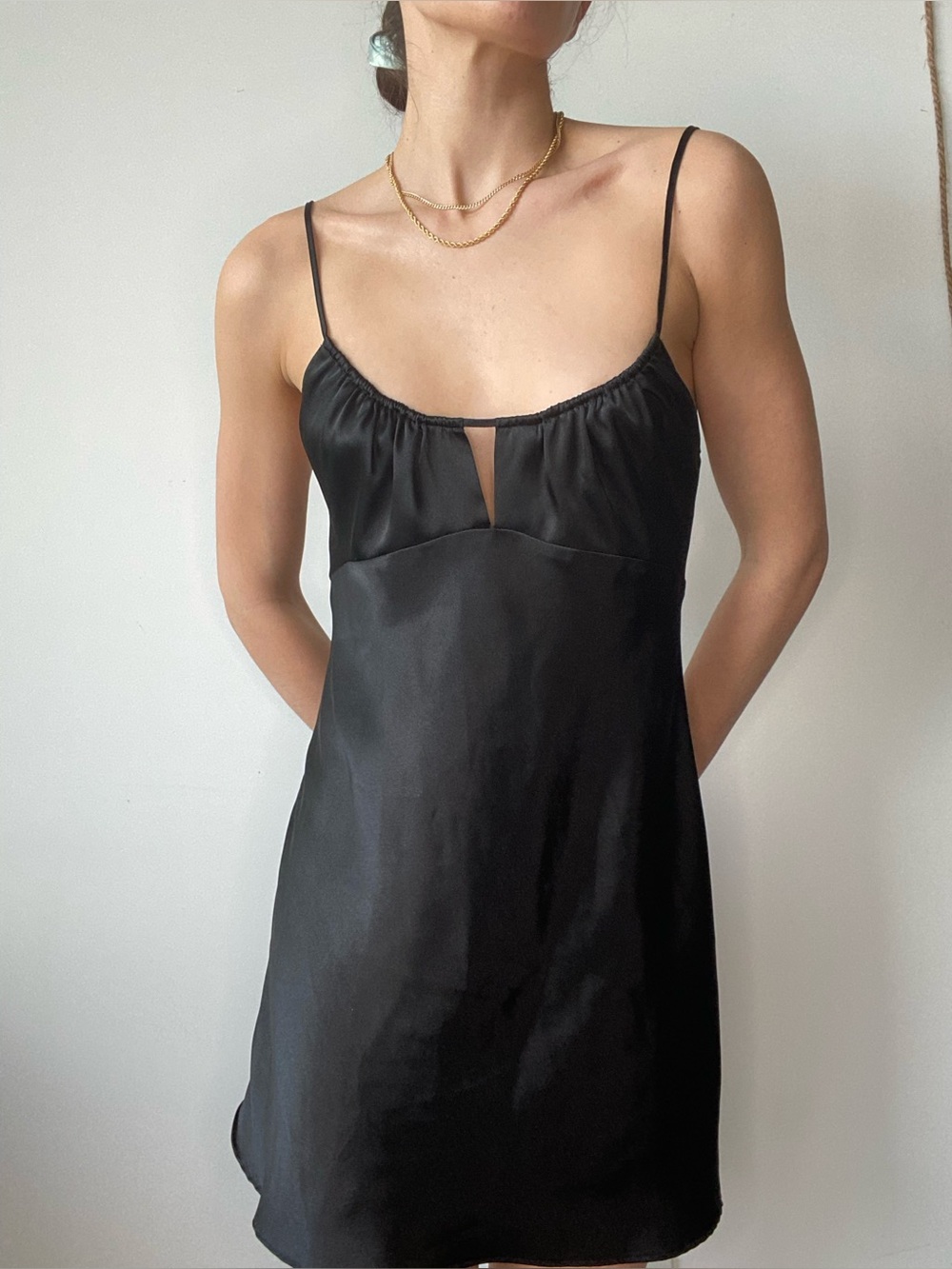 La Senza black slip dress SZ S‎mall coquette, 90s, minimalist chic, balletcore